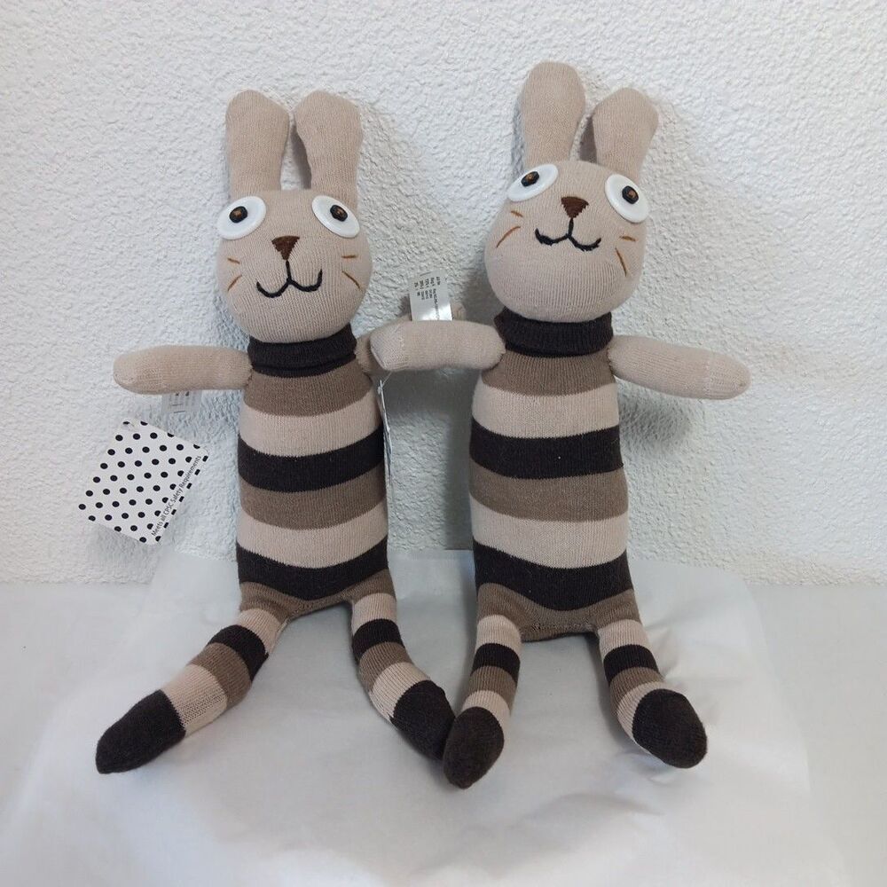 K and K Interiors Baby Soft Knits Sock Cats Plush Button Eyes Designer Interior